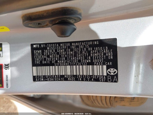 5YFBURHE7FP336132 Toyota COROLLA L