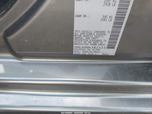 Продажа на аукционе авто 2024 Nissan Altima Sv Fwd, vin: 1N4BL4DV8RN382555, номер лота: 45496920