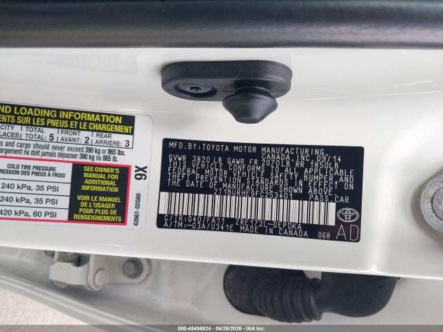 2T1BURHE9FC253401 Toyota COROLLA L