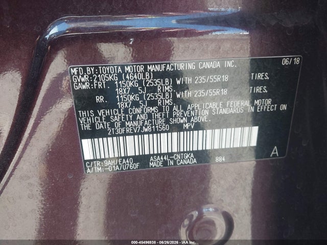 2T3DFREV7JW811560 Toyota Rav4 Limited