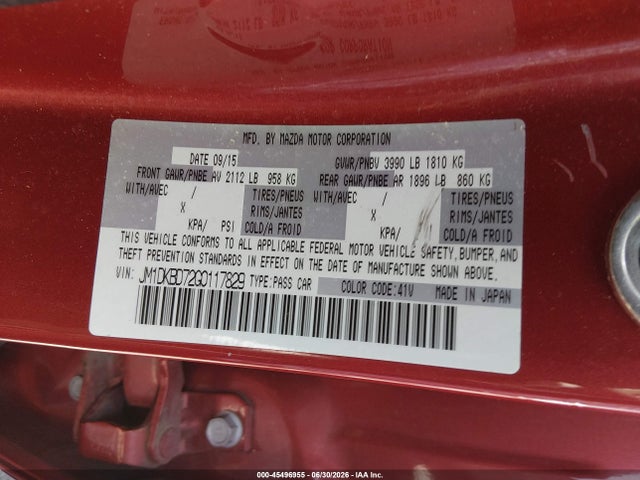 45496955 :رقم المزاد ، JM1DKBD72G0117829 vin ، 2016 Mazda Cx-3 Grand Touring مزاد بيع
