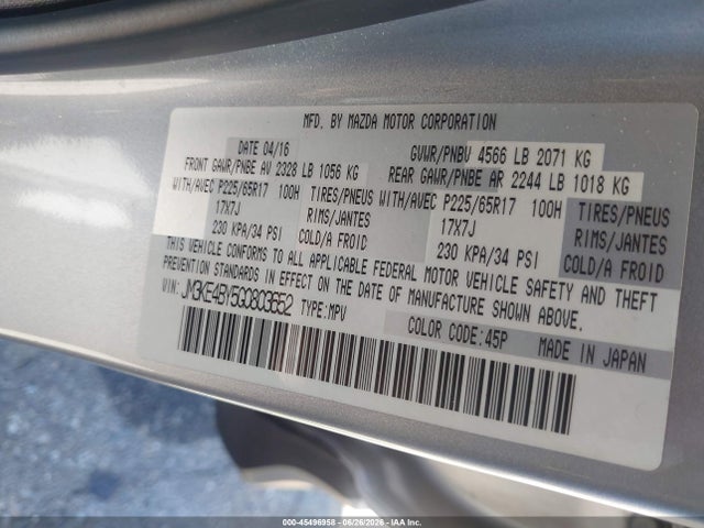 Mazda CX-5 SPORT 2016 JM3KE4BY5G0803652 Image 9