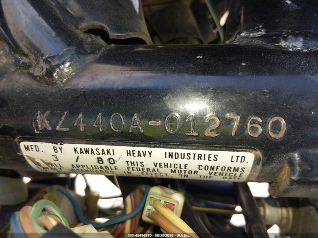 1980 Kawasaki Kz440 მანქანა იყიდება აუქციონზე, vin: KZ440A012760, აუქციონის ნომერი: 45496970