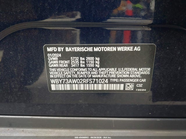 WBY73AW02RFS71024 BMW I4 Gran Coupe Edrive40