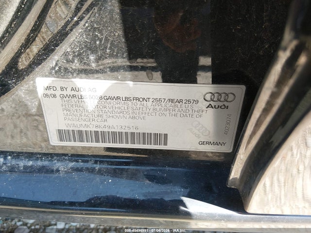 Aukcja sprzedaży 2009 Audi A4 3.2 Premium Plus, vin: WAUMK78K49A132516, numer aukcji: 45496991
