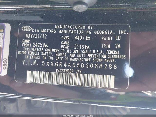 Aukcja sprzedaży 2013 Kia Optima Sx, vin: 5XXGR4A65DG088286, numer aukcji: 45497014