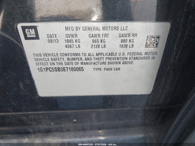 1G1PC5SB3E7180065 Chevrolet Cruze 1lt Auto