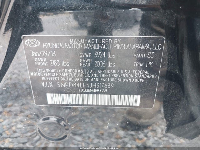 Hyundai ELANTRA SEL 2018 5NPD84LF4JH317639 Image 9