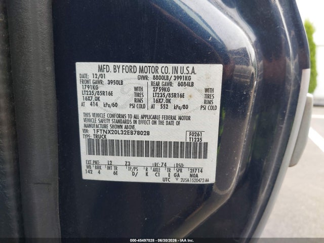 Продажа на аукционе авто 2002 Ford F-250 Lariat/xl/xlt, vin: 1FTNX20L32EB78028, номер лота: 45497028