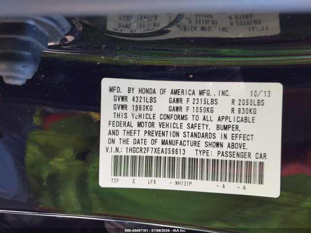 Honda ACCORD EX 2014 1HGCR2F7XEA059613 Image 9