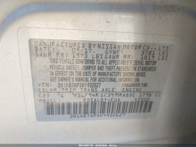 Nissan SENTRA S 2017 3N1AB7AP4HY402627 Image 9
