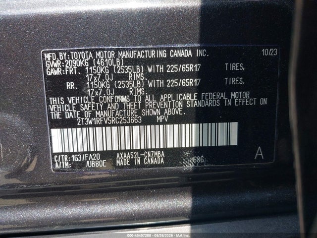 Продажа на аукционе авто 2024 Toyota Rav4 Xle, vin: 2T3W1RFV5RC253663, номер лота: 45497208