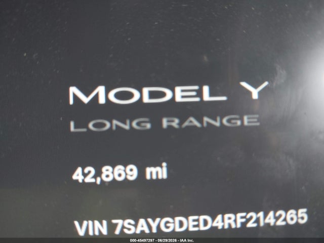 Продаж на аукціоні авто 2024 Tesla Model Y Long Range Single Motor Rear-wheel Drive/rwd, vin: 7SAYGDED4RF214265, номер лоту: 45497297