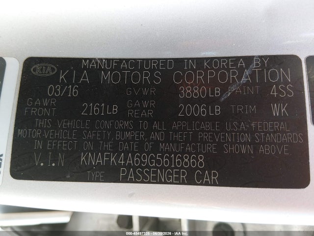 KIA FORTE LX 2016 KNAFK4A69G5616868 Image 9