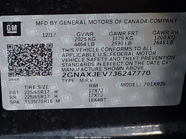 Chevrolet EQUINOX LT 2018 2GNAXJEV7J6247770 Image 9