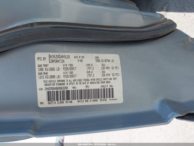 Продаж на аукціоні авто 2006 Chrysler Pacifica Touring, vin: 2A4GM68486R863280, номер лоту: 45497345