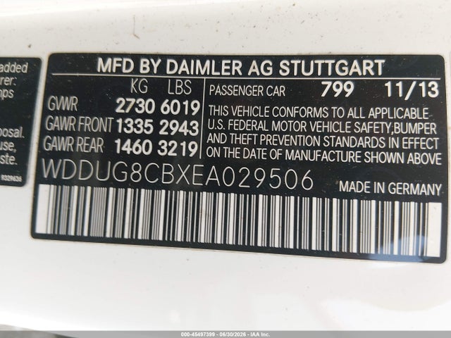 45497399 :رقم المزاد ، WDDUG8CBXEA029506 vin ، 2014 Mercedes-benz S 550 مزاد بيع