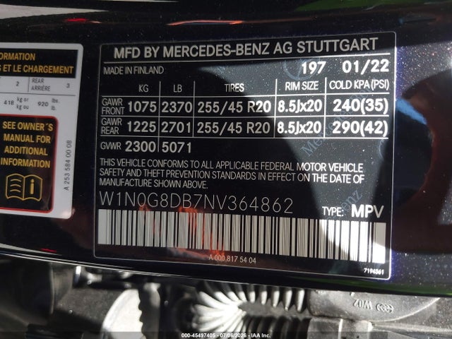 Продажа на аукционе авто 2022 Mercedes-benz Glc 300 Suv, vin: W1N0G8DB7NV364862, номер лота: 45497405