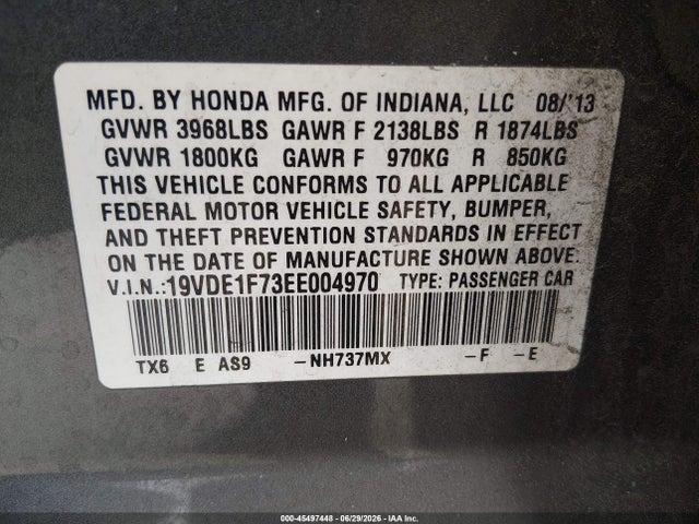 Acura Ilx 2.0l 2014 19VDE1F73EE004970 Image 9