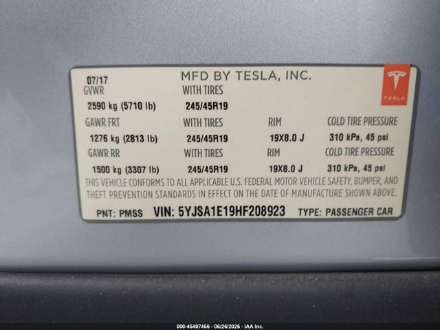 5YJSA1E19HF208923 Tesla Model S 60/75