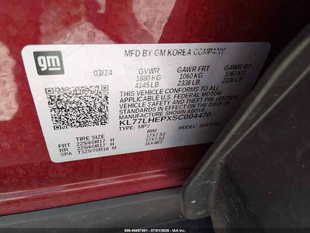 Aukcja sprzedaży 2025 Chevrolet Trax Fwd Lt, vin: KL77LHEPXSC004470, numer aukcji: 45497481