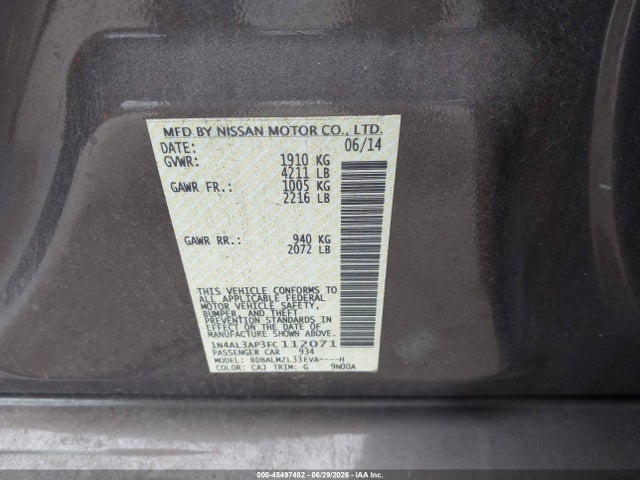 Nissan Altima 2.5 Sv 2015 1N4AL3AP3FC112071 Image 9