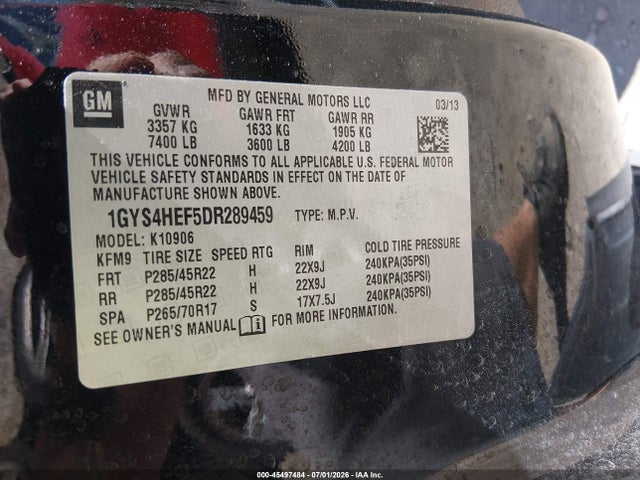 Продажа на аукционе авто 2013 Cadillac Escalade Esv Luxury, vin: 1GYS4HEF5DR289459, номер лота: 45497484