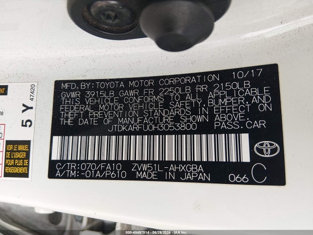 Toyota Prius Three 2017 JTDKARFU0H3053800 Image 9