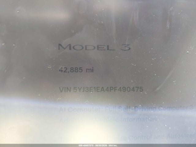 Aukcja sprzedaży 2023 Tesla Model 3 Rear-wheel Drive, vin: 5YJ3E1EA4PF490475, numer aukcji: 45497570