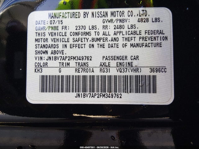 Infiniti Q50 Premium 2015 JN1BV7AP2FM349762 Image 9