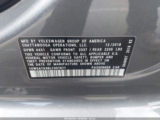 Volkswagen Passat 2.0t Se 2020 1VWSA7A35LC007677 Image 9