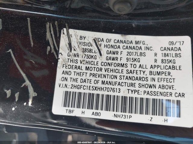 Honda CIVIC SI 2017 2HGFC1E5XHH707613 Image 9