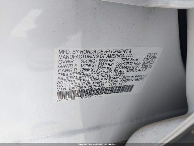 Acura Mdx Technology Package 2022 5J8YD9H49NL010830 Image 9