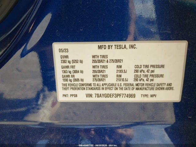 7SAYGDEF3PF774969 Tesla Model Y Performance Dual Motor All-wheel Drive