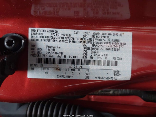 Ford FOCUS SE 2018 1FADP3FE7JL244977 Image 9