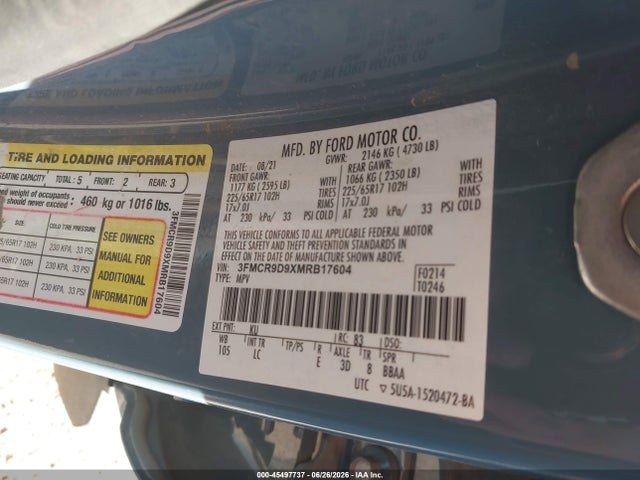 3FMCR9D9XMRB17604 Ford Bronco Sport Badlands