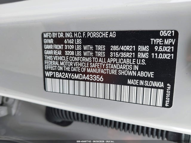 WP1BA2AY6MDA43356 Porsche Cayenne Coupe