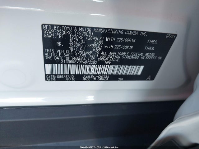 2T3D6RFV9RW072282 Toyota Rav4 Hybrid Limited