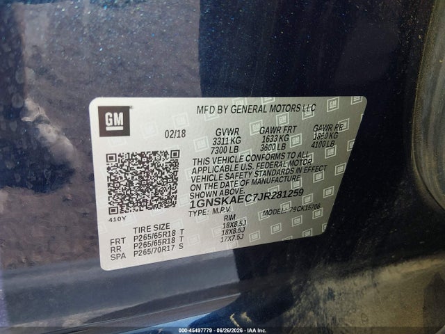 Chevrolet Tahoe Ls 2018 1GNSKAEC7JR281259 Image 9