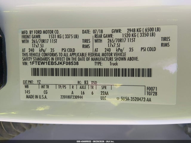 1FTEW1EB5JKF08538 Ford F-150 Xl