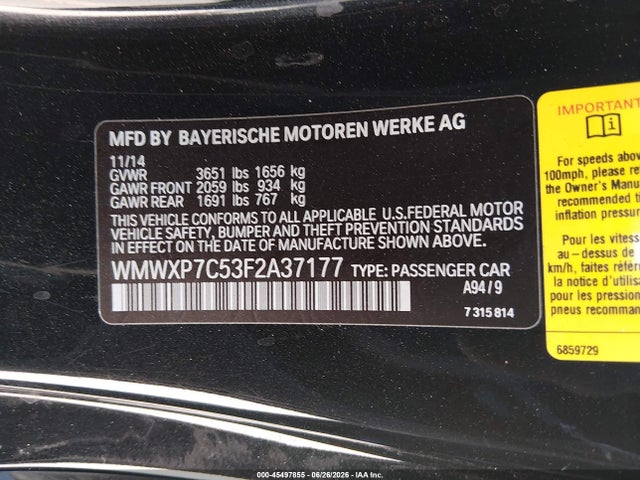 Mini Hardtop Cooper S 2015 WMWXP7C53F2A37177 Image 9