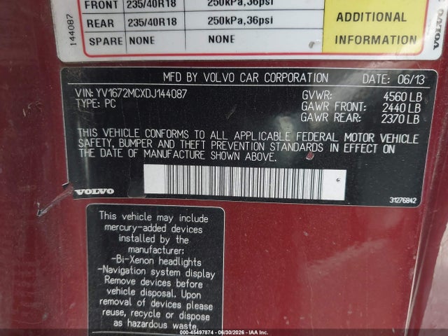 Продажа на аукционе авто 2013 Volvo C70 T5, vin: YV1672MCXDJ144087, номер лота: 45497874