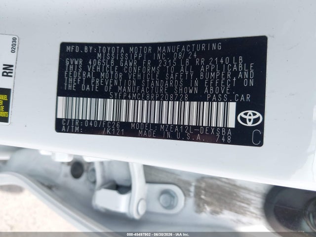 Toyota COROLLA SE 2024 5YFP4MCE8RP208728 Image 9
