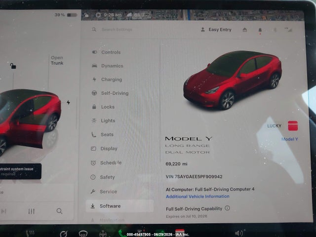 45497905 :رقم المزاد ، 7SAYGAEE5PF909942 vin ، 2023 Tesla Model Y Awd/long Range Dual Motor All-wheel Drive مزاد بيع
