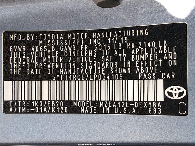 Toyota Corolla Xse 2020 5YFT4RCE7LP034105 Image 9