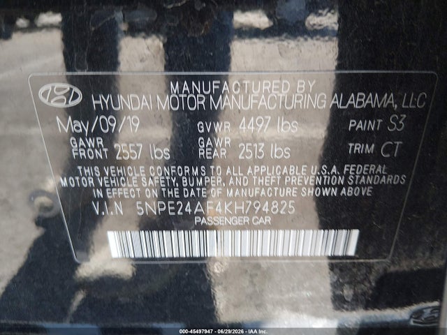 Hyundai SONATA SE 2019 5NPE24AF4KH794825 Image 9