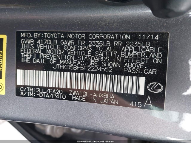 Lexus CT 200H 2015 JTHKD5BH5F2224552 Image 9