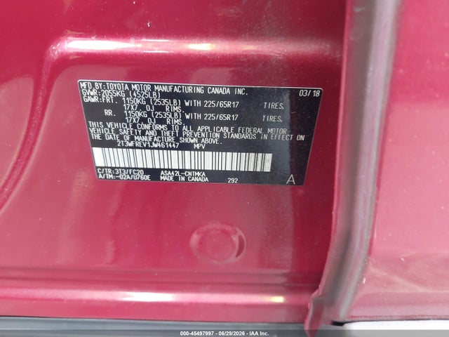 Toyota Rav4 Xle 2018 2T3WFREV1JW461447 Image 9