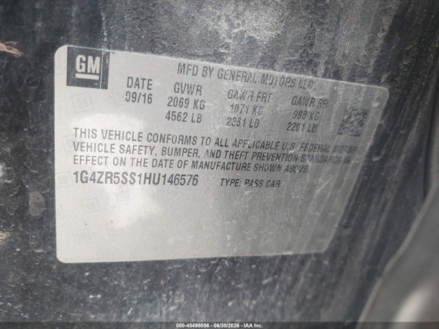 Aukcja sprzedaży 2017 Buick Lacrosse Premium, vin: 1G4ZR5SS1HU146576, numer aukcji: 45498006