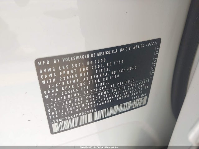 3VVMB7AX4PM009759 Volkswagen Tiguan 2.0t Se